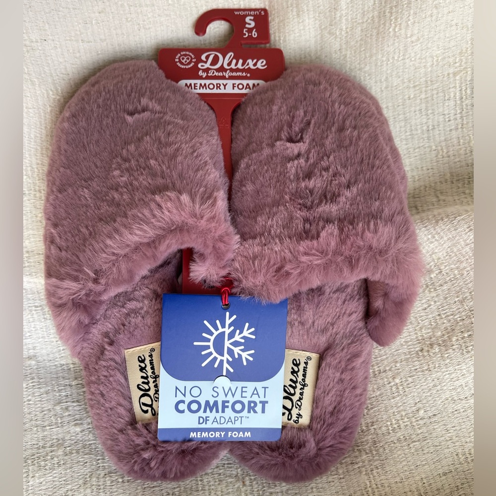 NWT dluxe by dearfoams Women's Luella Scuff Slippers Purple Size Small 5-6 - Picture 1 of 5